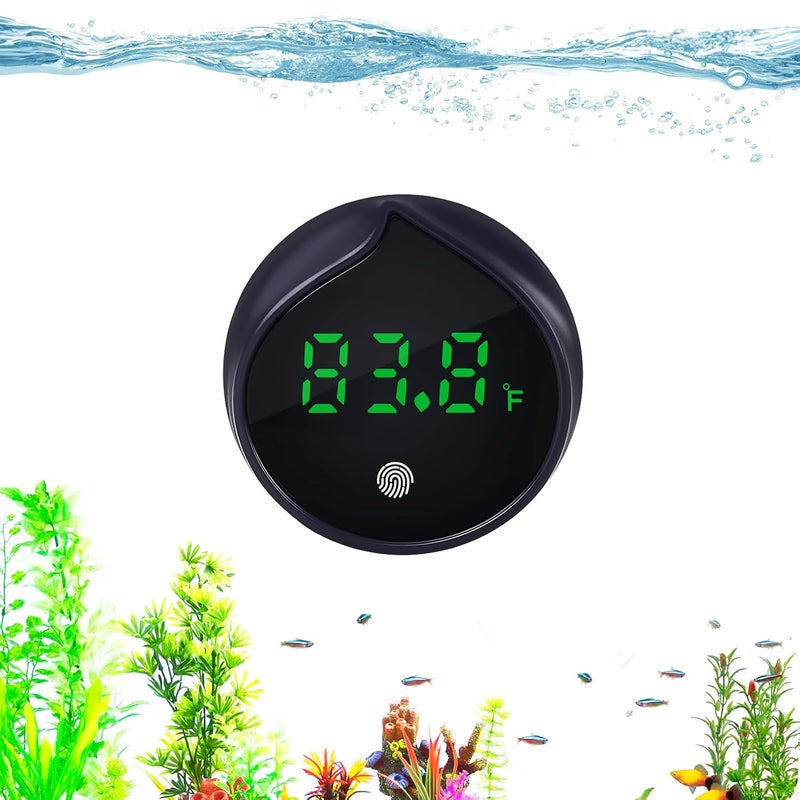 PAULTEMP Removable Aquarium Water Thermometer with Touch Screen Digital Fish Tank Thermometer LED Display ±1℉/0.5℃, Fish Tank Accessories for Betta, Axolotl, Shrimp, Turtle, Reptile and Aquatic (Dark Blue) - Image 1